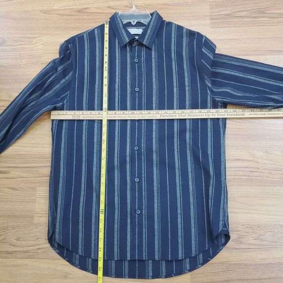 Vince Mens M Classic Fit Shirt Long Sleeve Blue Gray Striped Button Front cotton - Picture 8 of 9